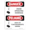 Signmission Safety Sign, OSHA Danger, 14" Height, Crane Operating Overhead Bilingual Spanish OS-DS-D-1014-VS-1108 - alternate 1